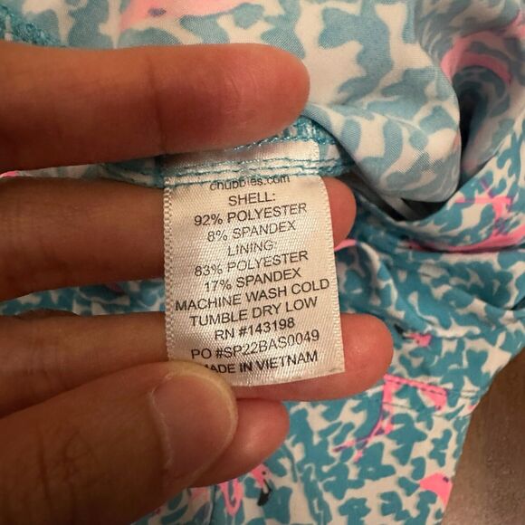 CHUBBIES The Domingos Are For Flamingos 5.5” Classic Swim Trunk Blue/Pink - Picture 9 of 10